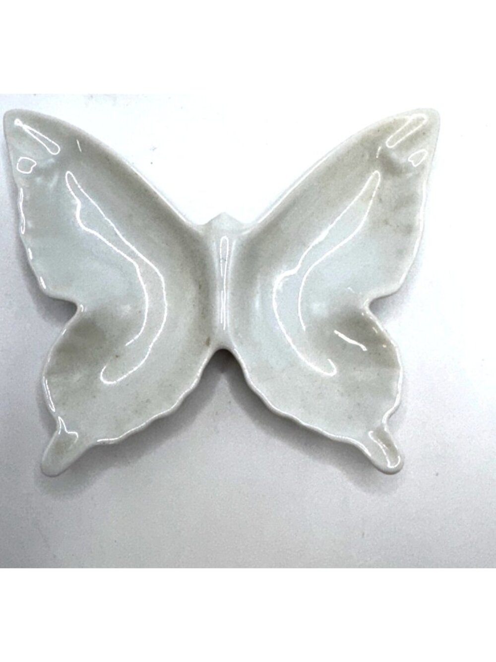 Vtg Ceramic Butterfly-Shaped Dish Japan 4" White Porcelain Decorative Trinket Pl